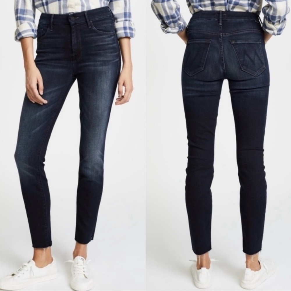 MOTHER HW Looker Ankle Fray in Night Owl High Waisted Jeans  Women’s Size 30